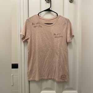 Lucky Brand Blush Embroidered Short Sleeve T-Shirt Size M